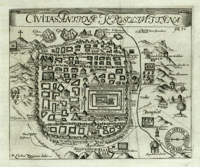 Map of Jerusalem, 1661 by Electus Zwinner